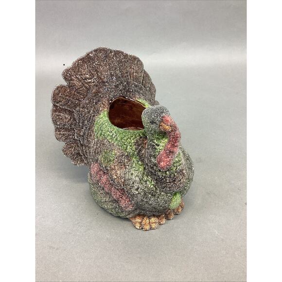 Set Of 2 Frosted Ceramic Turkey Candle Holders - 5x4.5x5.25” - Picture 8 of 11